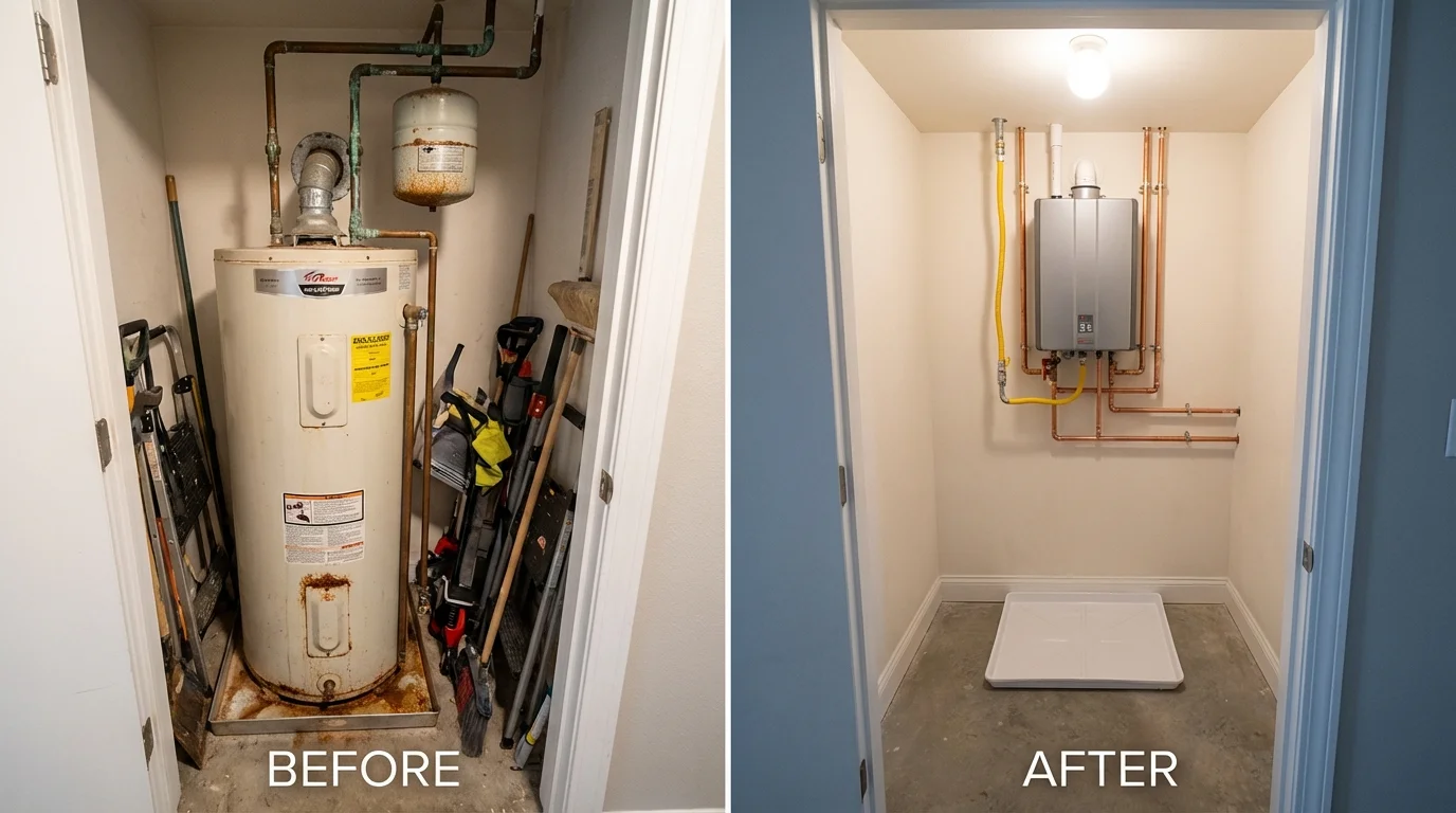 Tank water heater versus wall-mounted tankless unit comparison for Florida, PR homeowners